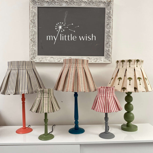 Coral and Blue Fabric Box Pleated Lampshade