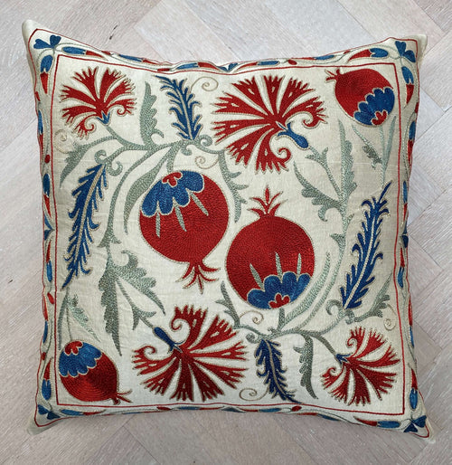 Authentic Suzani silk hand embroidery cushion cover - (SUZ00083)
