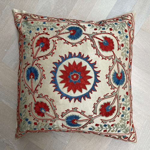 Authentic Suzani silk hand embroidery cushion cover - (SUZ00082)