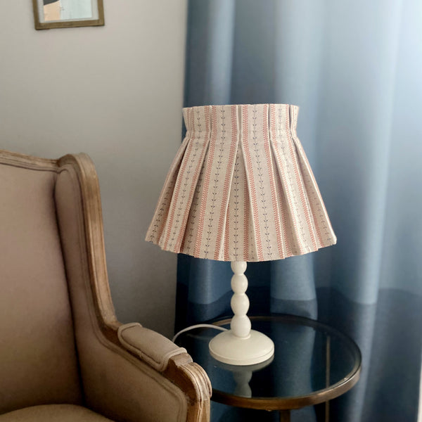Coral and Blue Fabric Box Pleated Lampshade