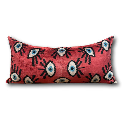 IKAT cushion cover - Lumbar Red Eye Velvet-  40 x 90 cm