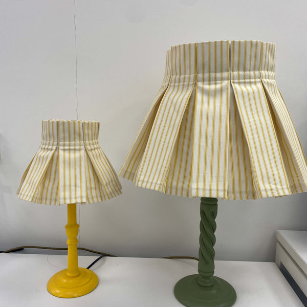Handmade Box Pleated Lampshade - Yellow Stripes