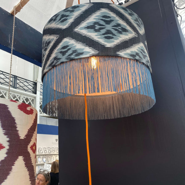 Handmade Silk Ikat Pendant Lampshade with Tassels  - Dia 50 cm