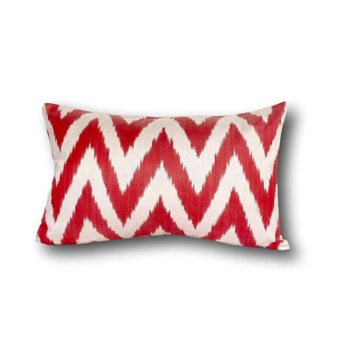 IKAT cushion cover -Red Zigzag double sided small- 25 x 40 cm