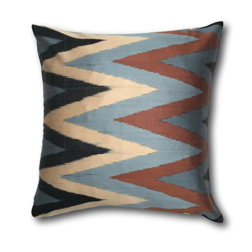IKAT cushion cover - Black, Grey and Rust Chevron - 50 x 50 cm