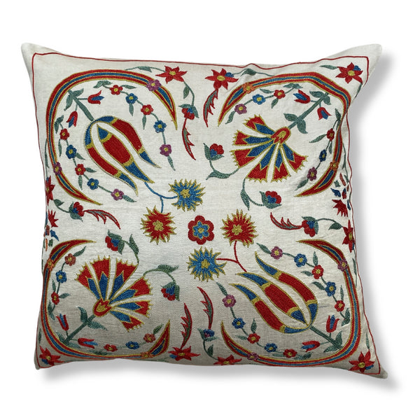 Authentic Suzani silk hand embroidery cushion cover - (SUZ5615)