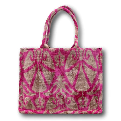 Velvet Ikat Tote Bag - Pink- Large