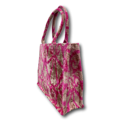 Velvet Ikat Tote Bag - Pink- Large