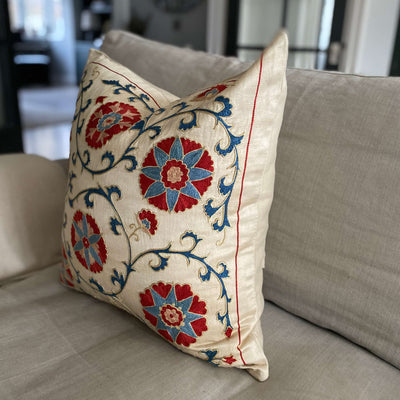 Authentic Suzani silk hand embroidery cushion cover - (SUZ5612)