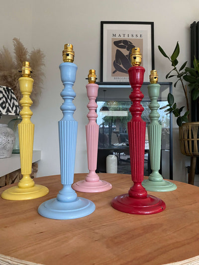 Ribbed Hand-painted Wooden Lamp Base