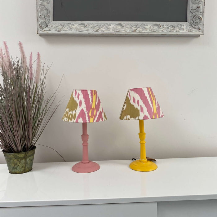 Handmade Ikat Empire Mini Lampshade - Pink, Yellow and Green - Dia 20 cm