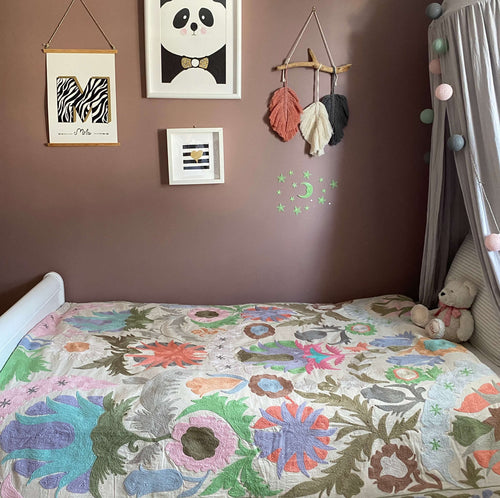 Pastel Cotton Suzani  Throw Bedspread 145 x 200 cm (XN0005)