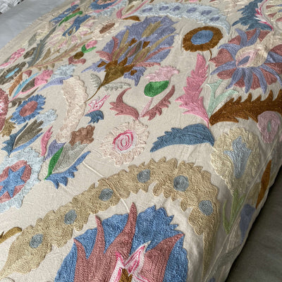 Pastel Cotton Suzani  Throw Bedspread 145 x 200 cm (XN00010)