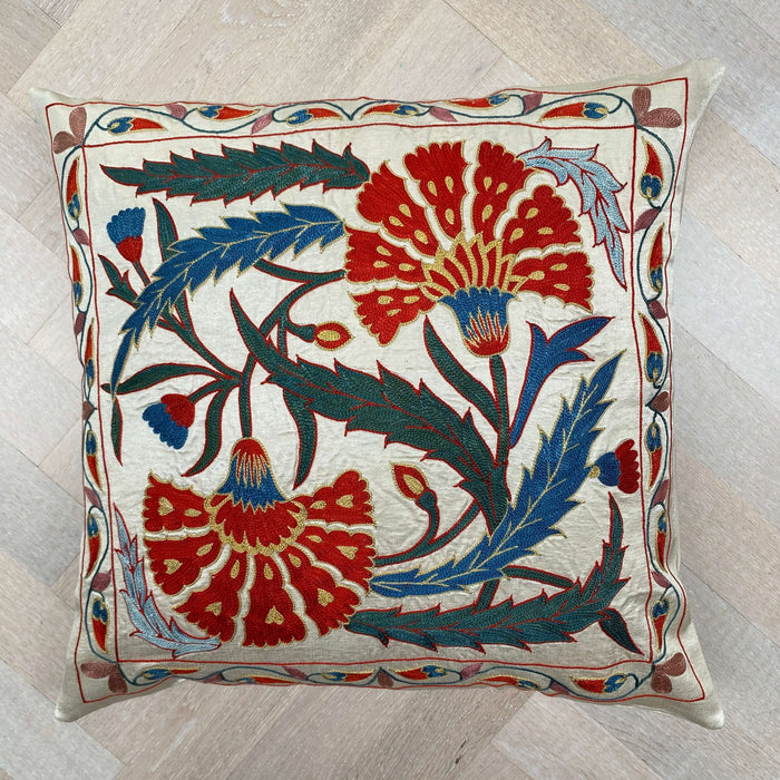Authentic Suzani silk hand embroidery cushion cover - (SUZ00066)