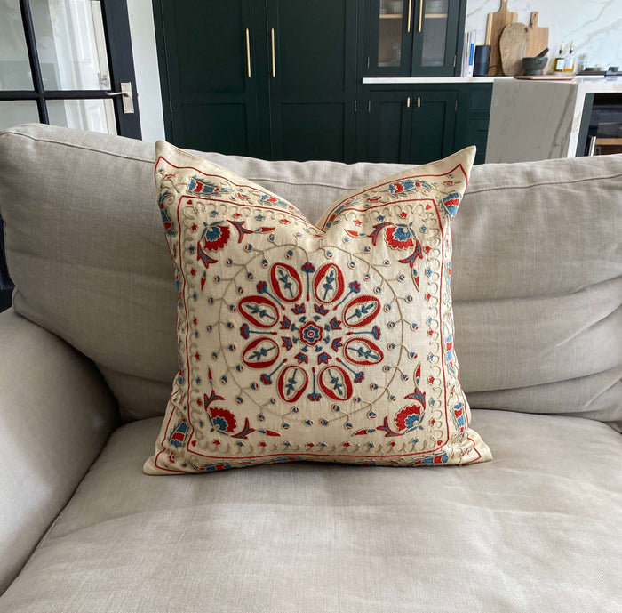 Authentic Suzani silk hand embroidery cushion cover - (SUZ00074)