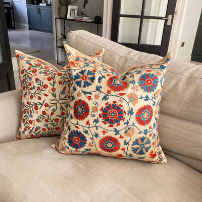 Authentic Suzani silk hand embroidery cushion cover - (SUZ00071)