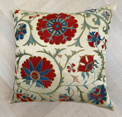 Authentic Suzani silk hand embroidery cushion cover - (SUZ00073)