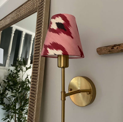 Candle Clip Lampshade | Red and Pink Ikat Fabric