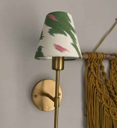 Candle Clip Lampshade | Green and Pink Ikat Fabric