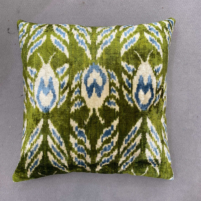 IKAT cushion cover - Forest Green- Velvet -  50 x 50 cm