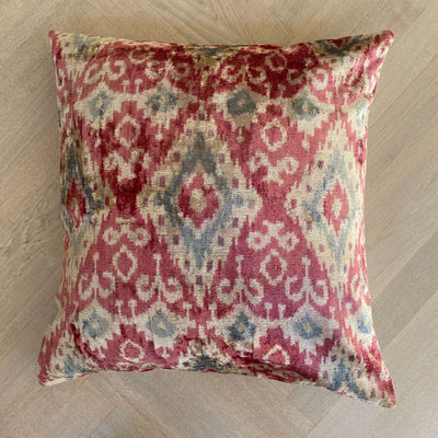 IKAT cushion cover - Soft pink- Velvet -  60 x 60 cm