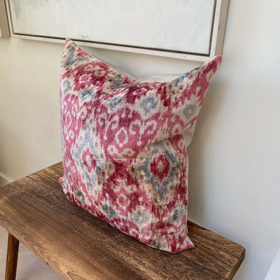 IKAT cushion cover - Soft pink- Velvet -  60 x 60 cm