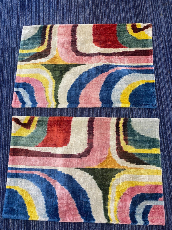 Velvet IKAT cushion cover - Geometrical (Each cover different pattern) 40 x 60 cm
