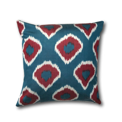 IKAT cushion cover - Blue and Red Diamonds 50 x 50 cm