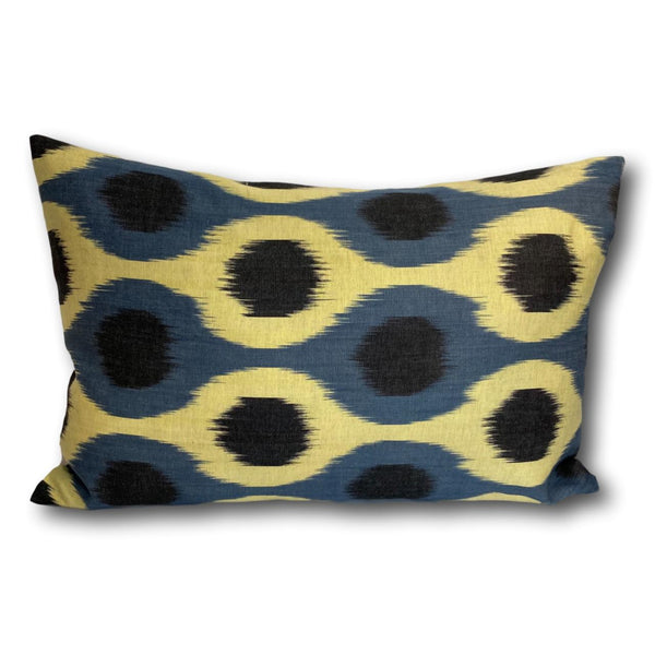 IKAT cushion cover - Blue Dots on Yellow Background - 40 x 60 cm