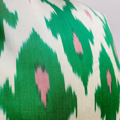 IKAT cushion cover - Bright Green and Pink double sided small- 25 x 40 cm