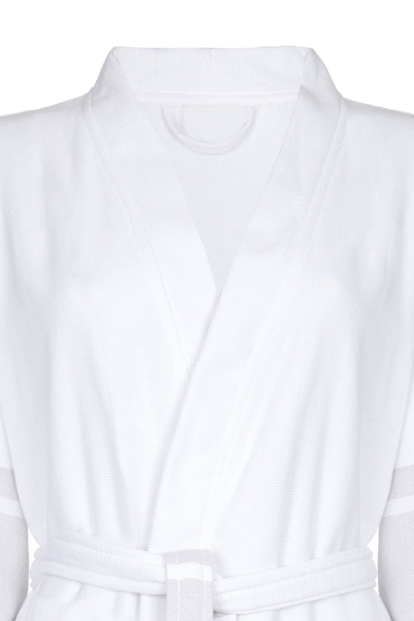 Short Lightweight Unisex Cotton Robe - Beige