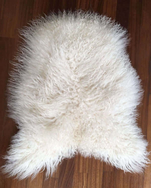 Icelandic Curly Wool Sheepskin Rug - Natural White