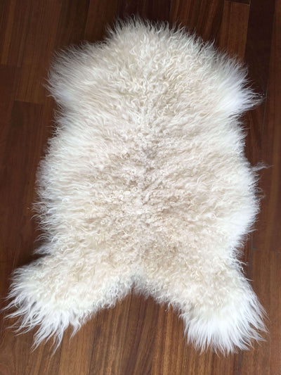Icelandic Curly Wool Sheepskin Rug - Natural White