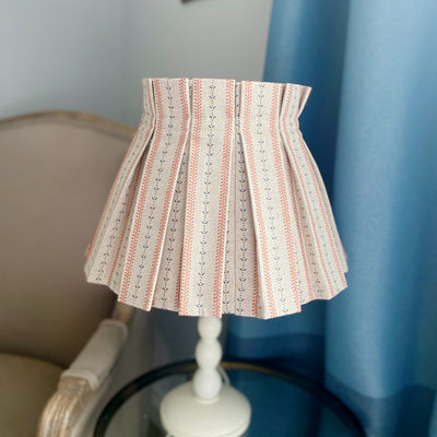 Coral and Blue Fabric Box Pleated Lampshade