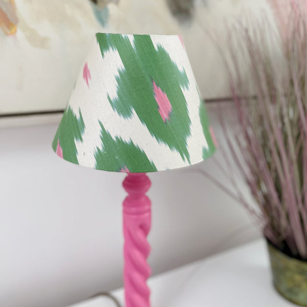 Handmade Ikat Empire Mini Lampshade - Green and Pink - Dia 20 cm