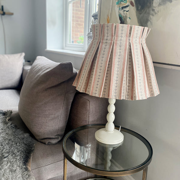 Coral and Blue Fabric Box Pleated Lampshade