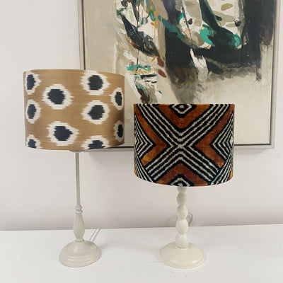 Handmade Ikat Lampshade - Black and Gold - Dia 30 cm