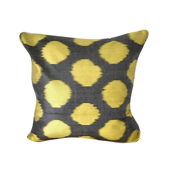 IKAT cushion cover - Grey with Yellow Dots - 45 x 45 cm
