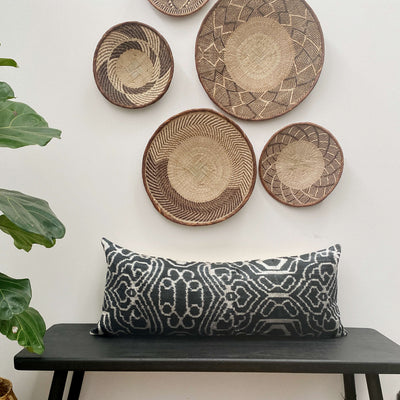 IKAT cushion cover - Lumbar Black Velvet-  40 x 90 cm