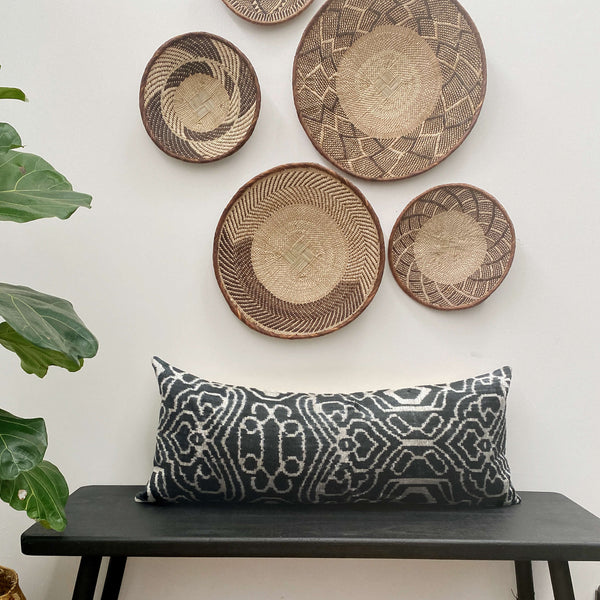 IKAT cushion cover - Lumbar Black Velvet-  40 x 90 cm