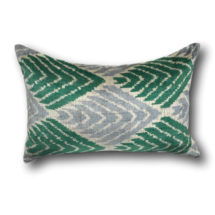 Green Velvet IKAT cushion cover - 40 x 60 cm