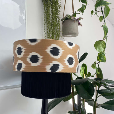 Handmade Two Tier Ikat Pendant Lampshade with Tassels Dia 40 cm