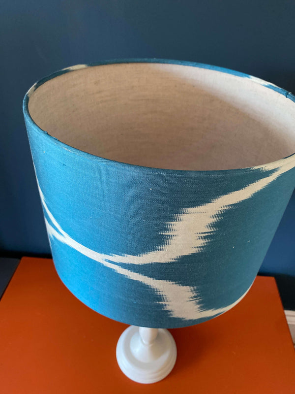 Handmade Ikat Lampshade - Blue - Dia 30 cm