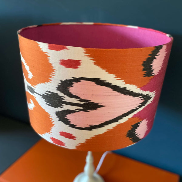 Handmade Ikat Lampshade - Pink and Orange - Dia 40 cm
