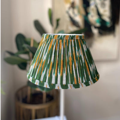 Handmade Pleated Lampshade - Green and Yellow