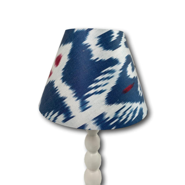 Handmade Ikat Empire Mini Lampshade - Navy Blue with Raspberry Pink - Dia 20 cm