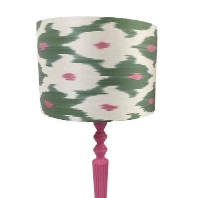 Handmade Ikat Lampshade - Pink and Green - Dia 30 cm