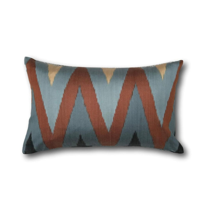 IKAT cushion cover - black, grey and rust chevron - double sided small - 25 x 40 cm