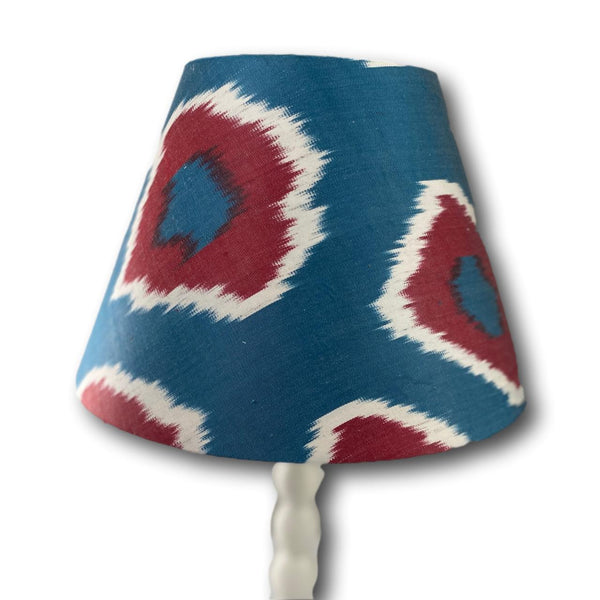 Handmade Ikat Empire Lampshade - Blue and Red - Dia 30 cm