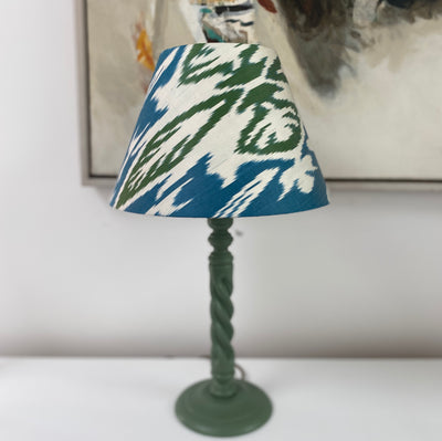 Handmade Ikat Empire Lampshade - Green and Blue - Dia 30 cm